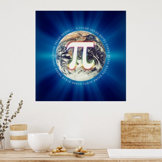 Pi Number on Earth - Math Blue Poster (Küche)