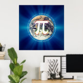 Pi Number on Earth - Math Blue Poster (Heimbüro)