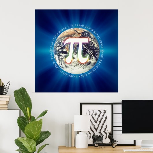 Pi Number on Earth - Math Blue Poster (Heimbüro)