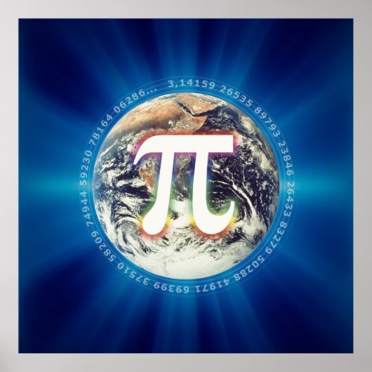 Pi Number on Earth - Math Blue Poster (Vorne)