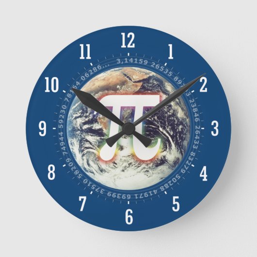 Pi Number on Earth | Wall Clock Runde Wanduhr (Vorderseite)