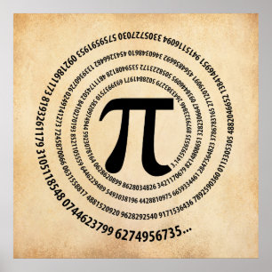Pi Number Spiral Design Poster