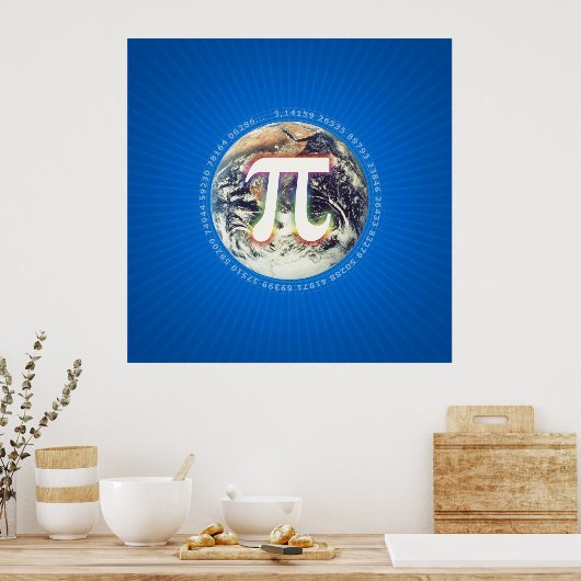 Pi Nummer auf Erden | Math Blue Poster (Küche)