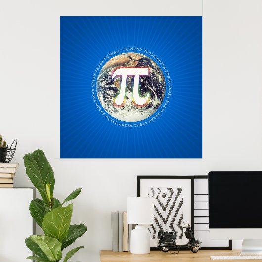 Pi Nummer auf Erden | Math Blue Poster (Heimbüro)
