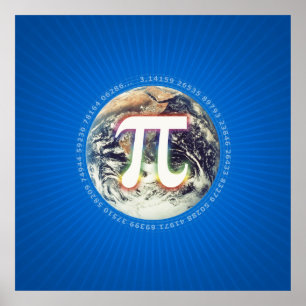 Pi Nummer auf Erden Math Blue Poster