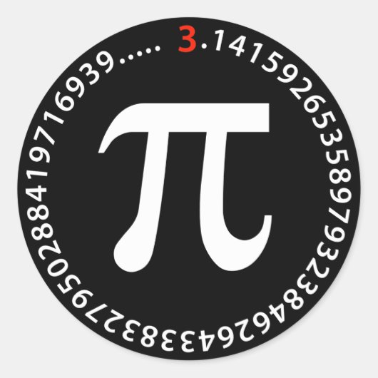 Pi-Nummer-Design Runder Aufkleber (Vorderseite)