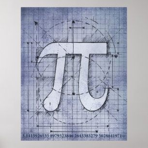 Pi Nummer Zeichnend Poster