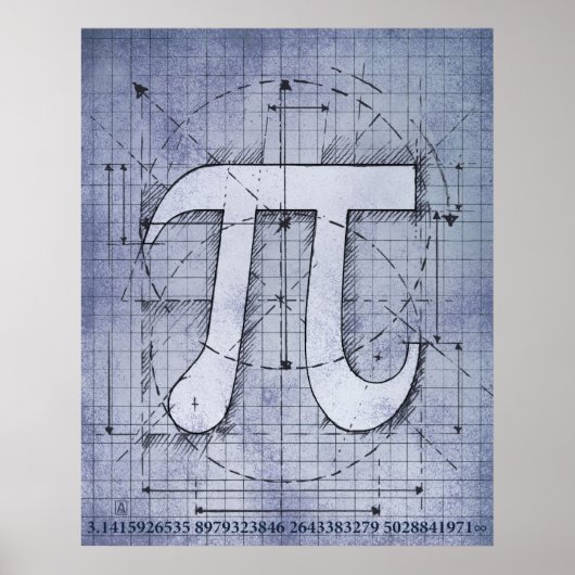Pi Nummer Zeichnend Poster (Vorne)