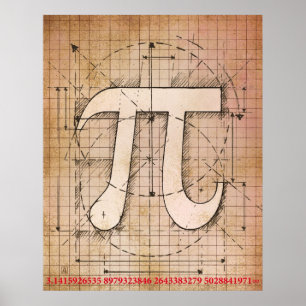 Pi Nummer Zeichnend Poster