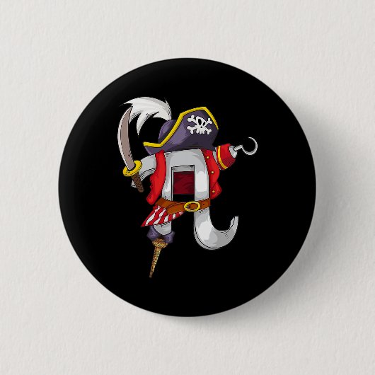 Pi Pirate Shirt Cool Pi Mathematik Lovers Funny m Button (Vorderseite)