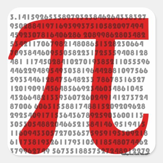 Pi Quadratischer Aufkleber (Vorderseite)