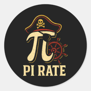 Pi Rate Lustiger Mathe-Pirat Pi-Tag 3.14 Lehrer Runder Aufkleber