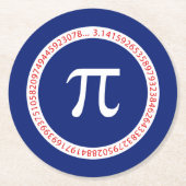 Pi Ring on Navy Blue Runder Pappuntersetzer (Vorderseite)
