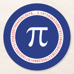 Pi Ring on Navy Blue Runder Pappuntersetzer