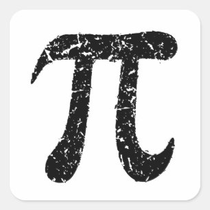 Pi-Symbol-Aufkleber, abgetragene, geekyte schwarz Quadratischer Aufkleber
