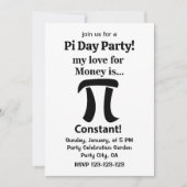 Pi Symbol Funny Meine Liebe für Geld ist Pi Symbol Einladung (Vorderseite)