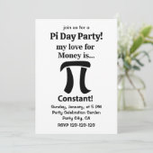 Pi Symbol Funny Meine Liebe für Geld ist Pi Symbol Einladung (Stehend Vorderseite)