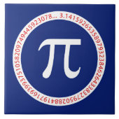 Pi-Symbol in Circle auf Navy Blue Fliese (Vorderseite)