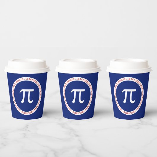 Pi-Symbol in Circle auf Navy Blue Pappbecher (Multi)