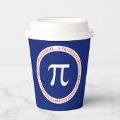 Pi-Symbol in Circle auf Navy Blue Pappbecher (Vorderseite)