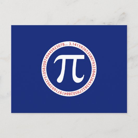 Pi-Symbol in Circle auf Navy Blue Postkarte (Vorderseite)