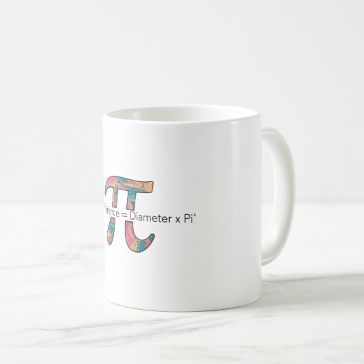 Pi Symbol Math Tasse — Umschaltung = Durchmesser x (VorderseiteRechts)