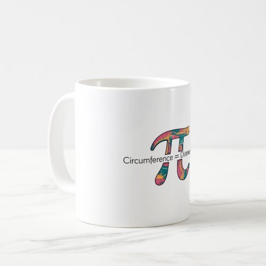 Pi Symbol Math Tasse — Umschaltung = Durchmesser x (Vorderseite Links)