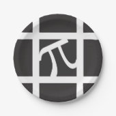 Pi-Symbol-Papiertafel für Schwarz und Weiß Pappteller (Vorderseite)