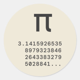 Pi-Symbol und erste Ziffern von Pi Runder Aufkleber