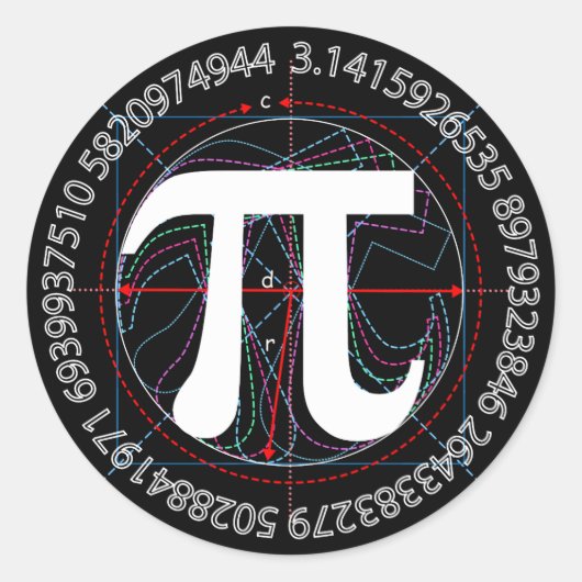 Pi-Symbol Zeichnend Runder Aufkleber (Vorderseite)