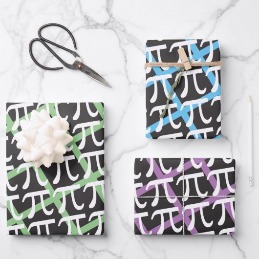 Pi Symbols Pi Day Math Themed Wrapping Paper Geschenkpapier Set (Vorderseite)