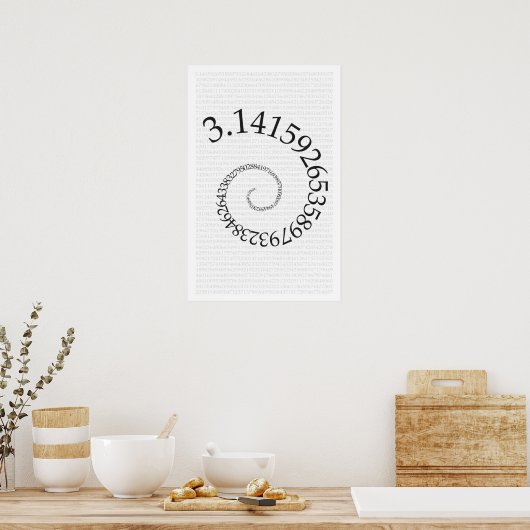 Pi und Ziffern in Spirale - Mathematik Poster (Küche)