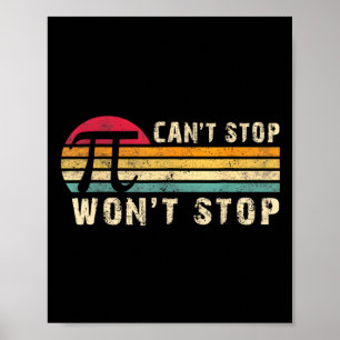 Pi Wont Stopp Pi Day Vintag Retro Math Poster