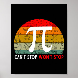 Pi Wont Stopp Pi Day Vintag Retro Math Poster