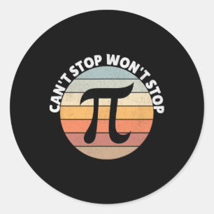 Pi Wont Stopp Pi Day Vintag Retro Math Runder Aufkleber