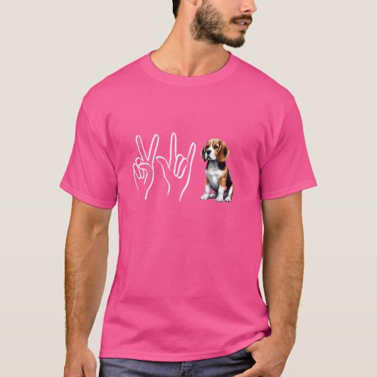 Piace Liebe Beagle Funny Beagle Dog Lover & Eigent T-Shirt (Vorderseite)