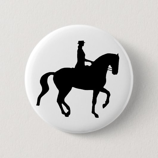 Piaffe Dressage-Pferd und Reiter (Schwarzes) Button (Vorderseite)