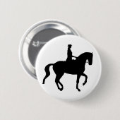 Piaffe Dressage-Pferd und Reiter (Schwarzes) Button (Vorne & Hinten)
