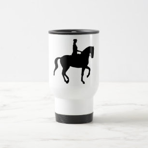 Piaffe Dressage-Pferd und Reiter (Schwarzes) Reisebecher