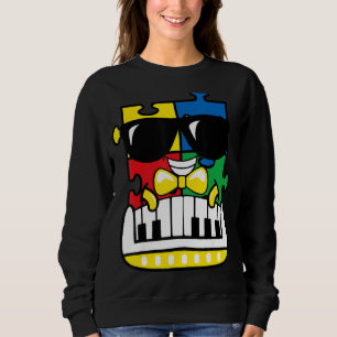 Pianist Autismus Bewusstsein Niedlich Piano Puzzle Sweatshirt