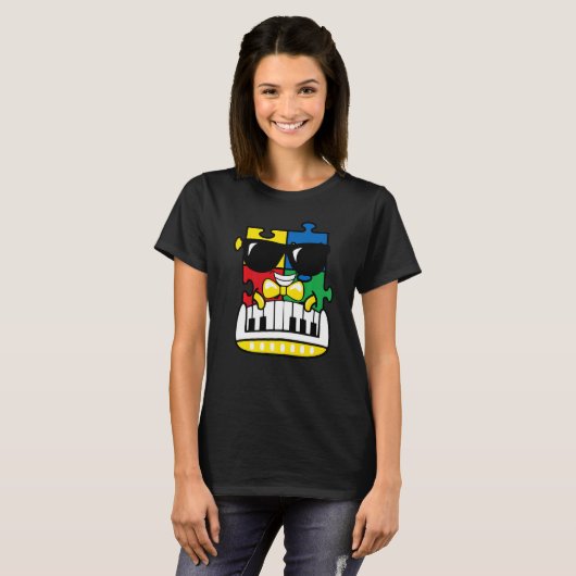 Pianist Autismus Bewusstsein Niedlich Piano Puzzle T-Shirt (Vorne ganz)