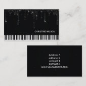 Pianist Black Troppping Glitzer Visitenkarte (Vorne/Hinten)