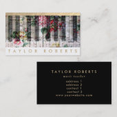 Pianist Blumendekor Musiknoten Visitenkarte (Vorne/Hinten)