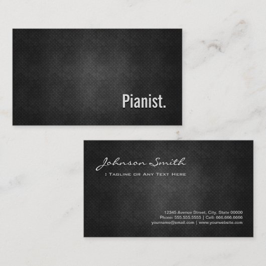 Pianist Cool Black Metal Einfachheit Visitenkarte (Vorne/Hinten)