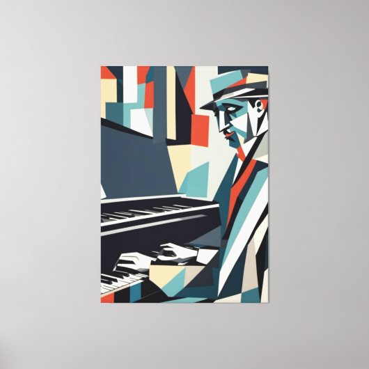 Pianist Cubism Canvas Print Leinwanddruck (Vorderseite)