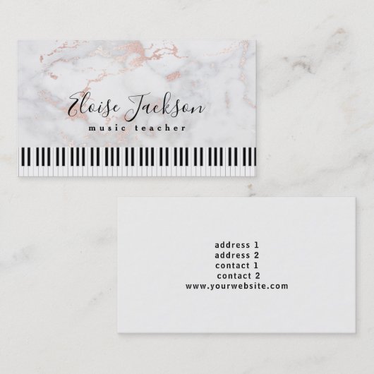 Pianist eleganter rosa Marmor Visitenkarte (Vorne/Hinten)
