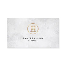 Pianist Gold Piano Keys Icon Business Card
