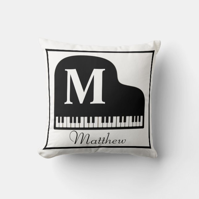 Pianist Grand Piano Monogram personalize Square Kissen (Vorderseite)