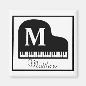 Pianist Grand Piano Monogram personalize Square St Magnet (Vorne)