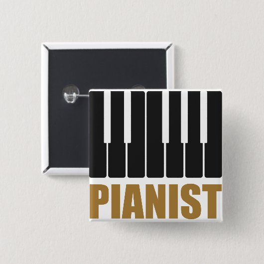Pianist Moderne Typografie Button (Vorne & Hinten)
